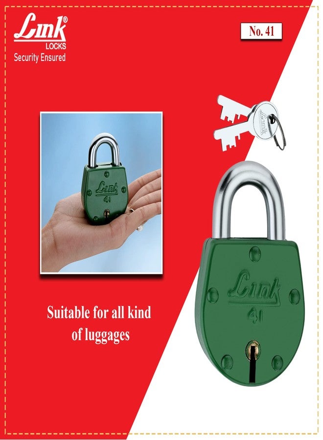 لينك قفل ملون رقم 41، طول 54 مم | هيكل فولاذي | ذراع نحاسي | مفتاحان فضيان | قفل واحد | صنع في الهند - Image 3